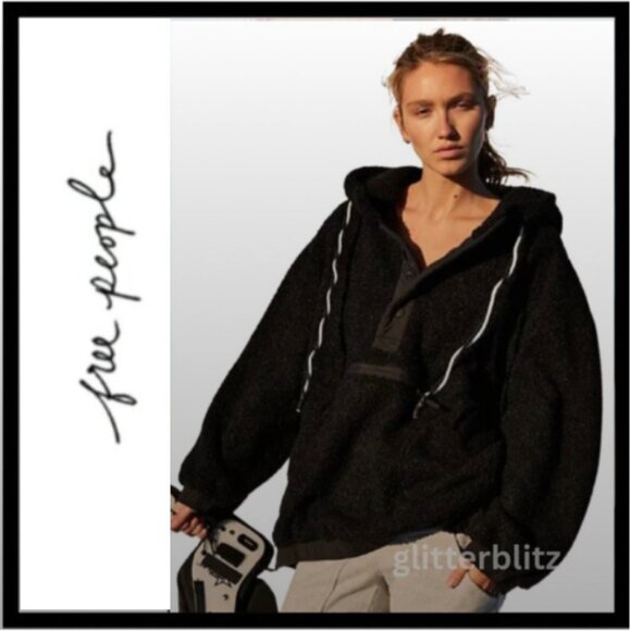 Free People Tops - Free People Fuzzy Was She Fleece Pullover XS - Black Last One in Stock